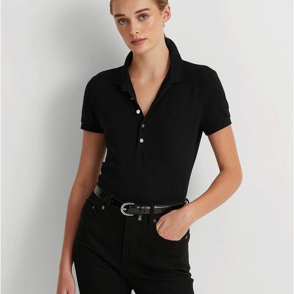 Lauren Ralph Lauren Piqué Polo Shirt, MultiColor, Size WOMEN'S (L)